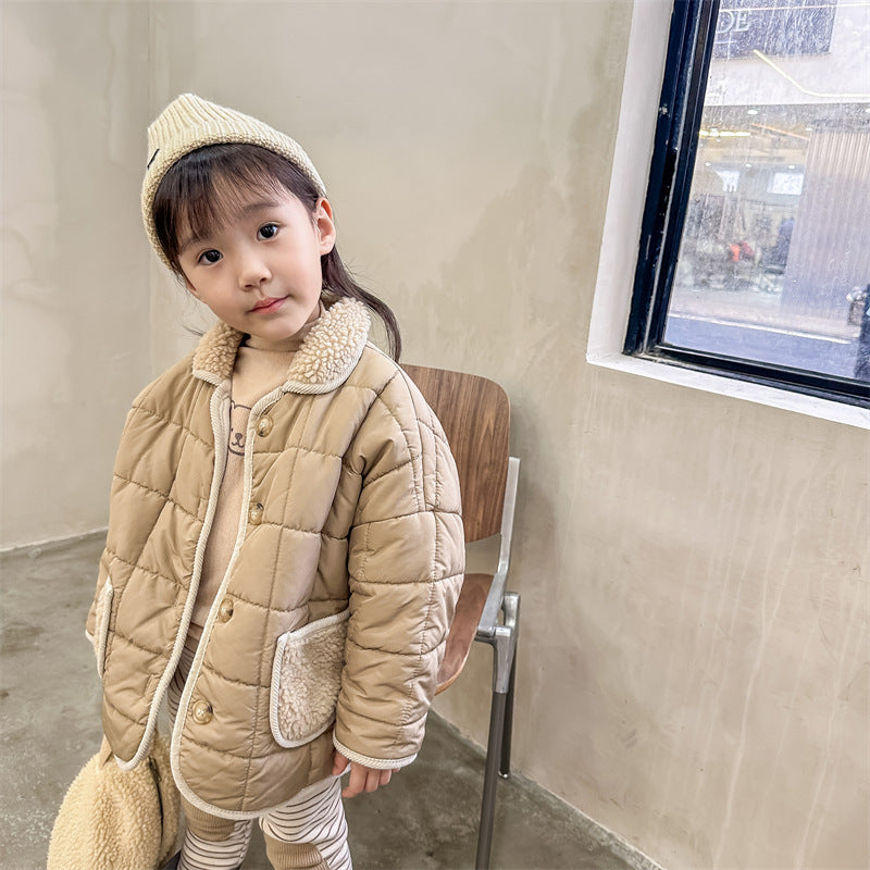 Children's Checkered Quilted Cotton-padded Jacket