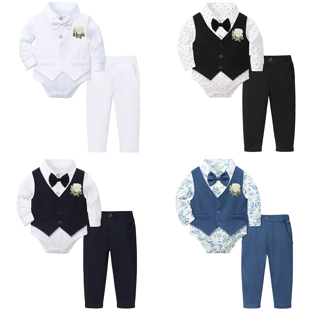 New Style One-Year-Old Birthday Dress Boys Gentleman Suit Set