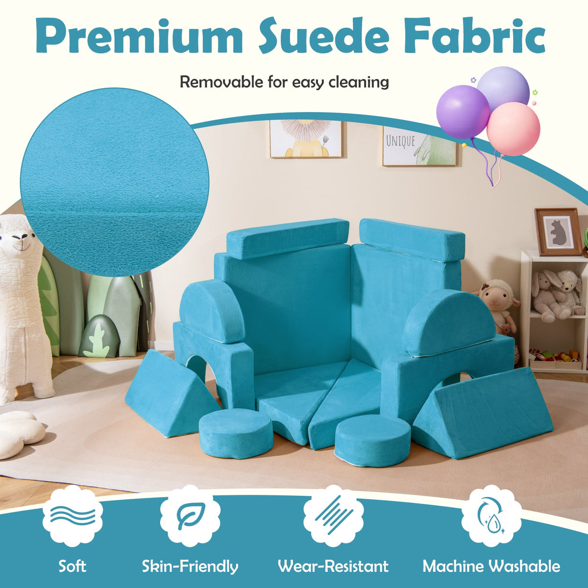 14 PCS Modular Kids Play Couch for Playroom and Bedroom