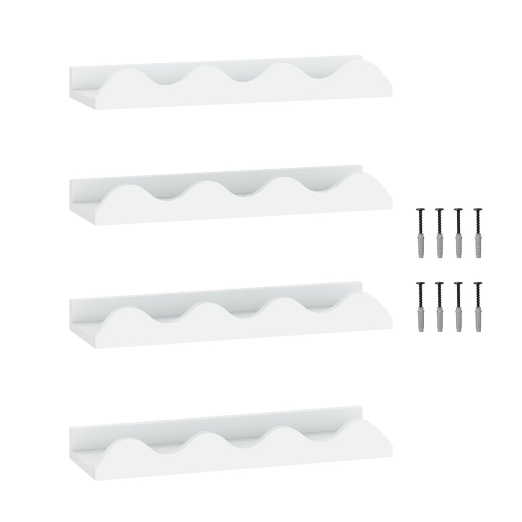 Floating Nursery Book Shelves Set of 4 - White Fir Wood