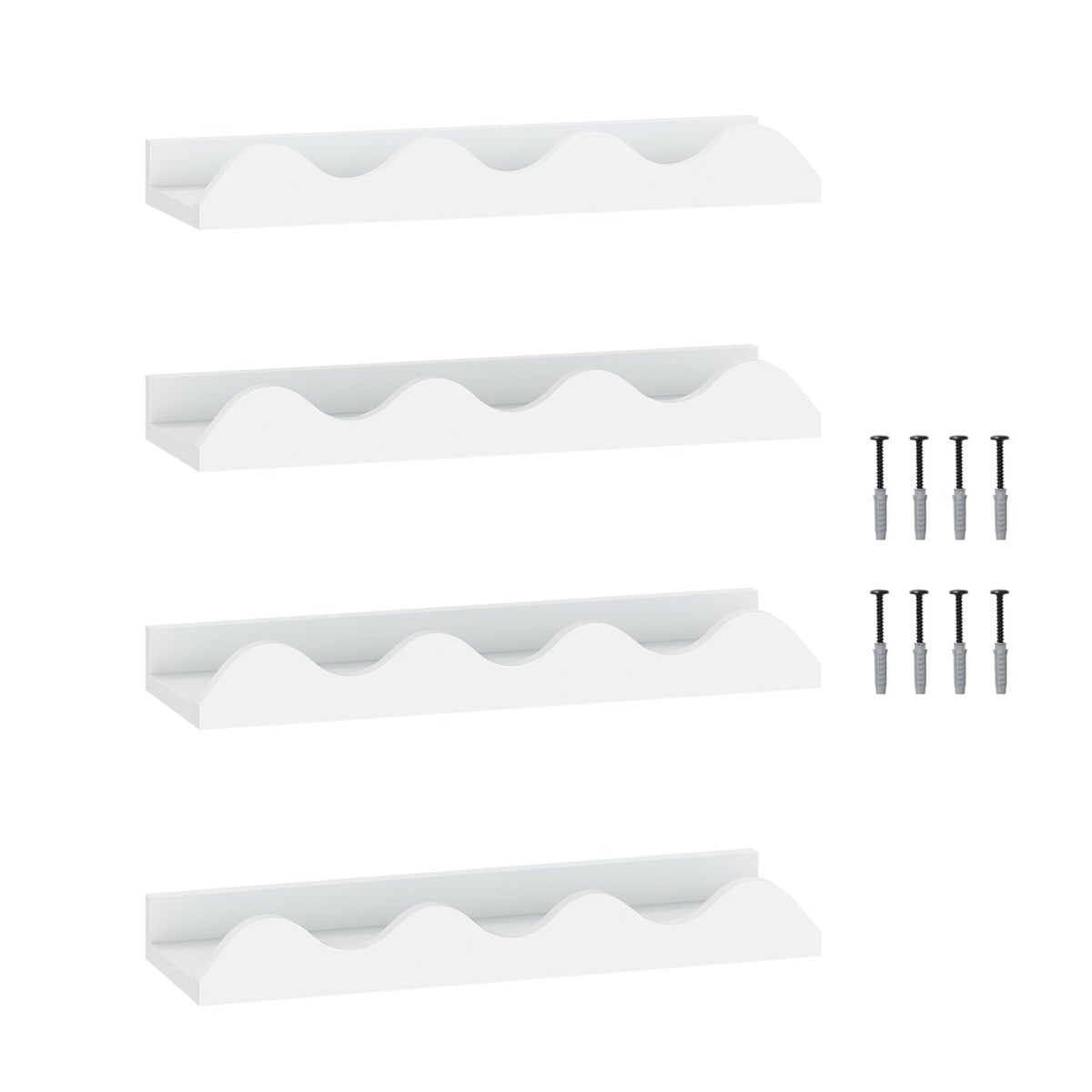 Floating Nursery Book Shelves Set of 4 - White Fir Wood