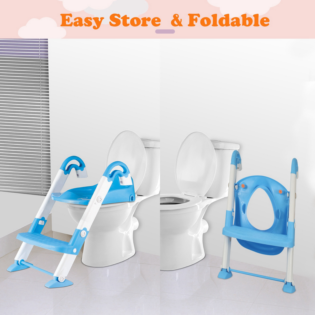 Kids Toilet Seat Toddler Potty Training Chair w/ Steps Stool Baby Toilet Ladder Anti-slip Safety