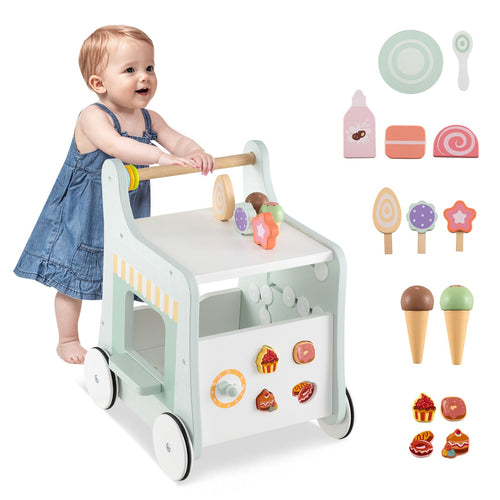 2-in-1 Baby Walker with Storage and Ice Creams for 1+ Years Old
