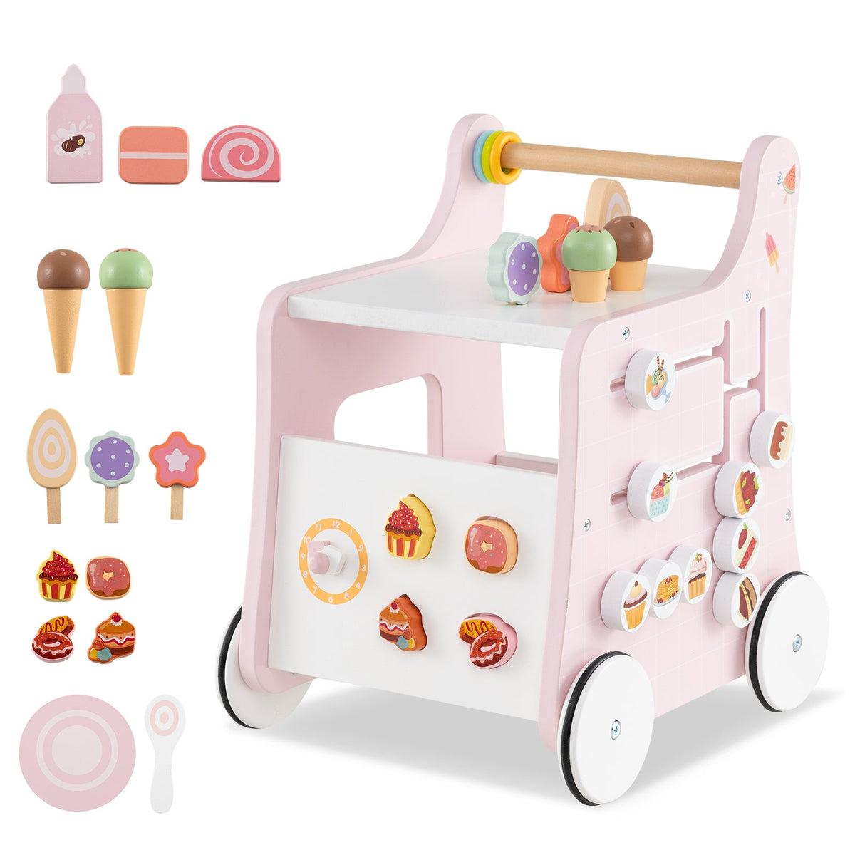 2-in-1 Baby Walker with Storage and Ice Creams for 1+ Years Old