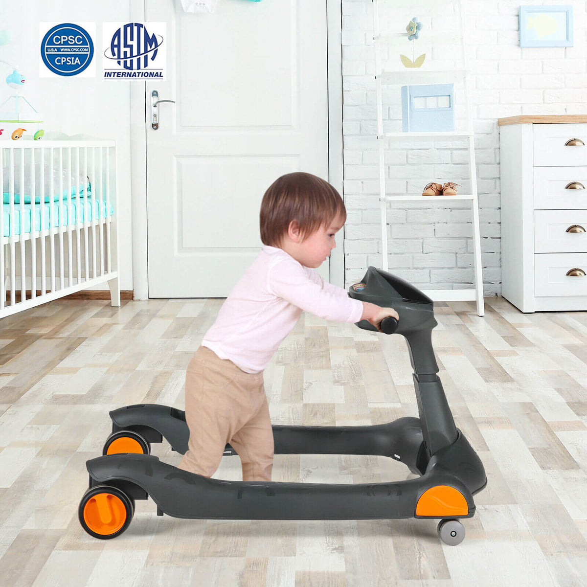 2-in-1 Foldable Activity Push Walker with Adjustable Height