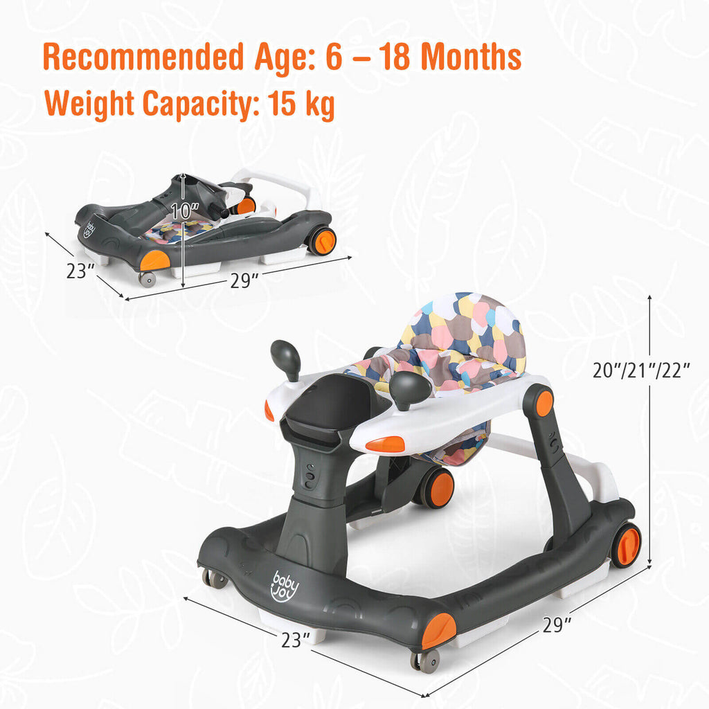 2-in-1 Foldable Activity Push Walker with Adjustable Height