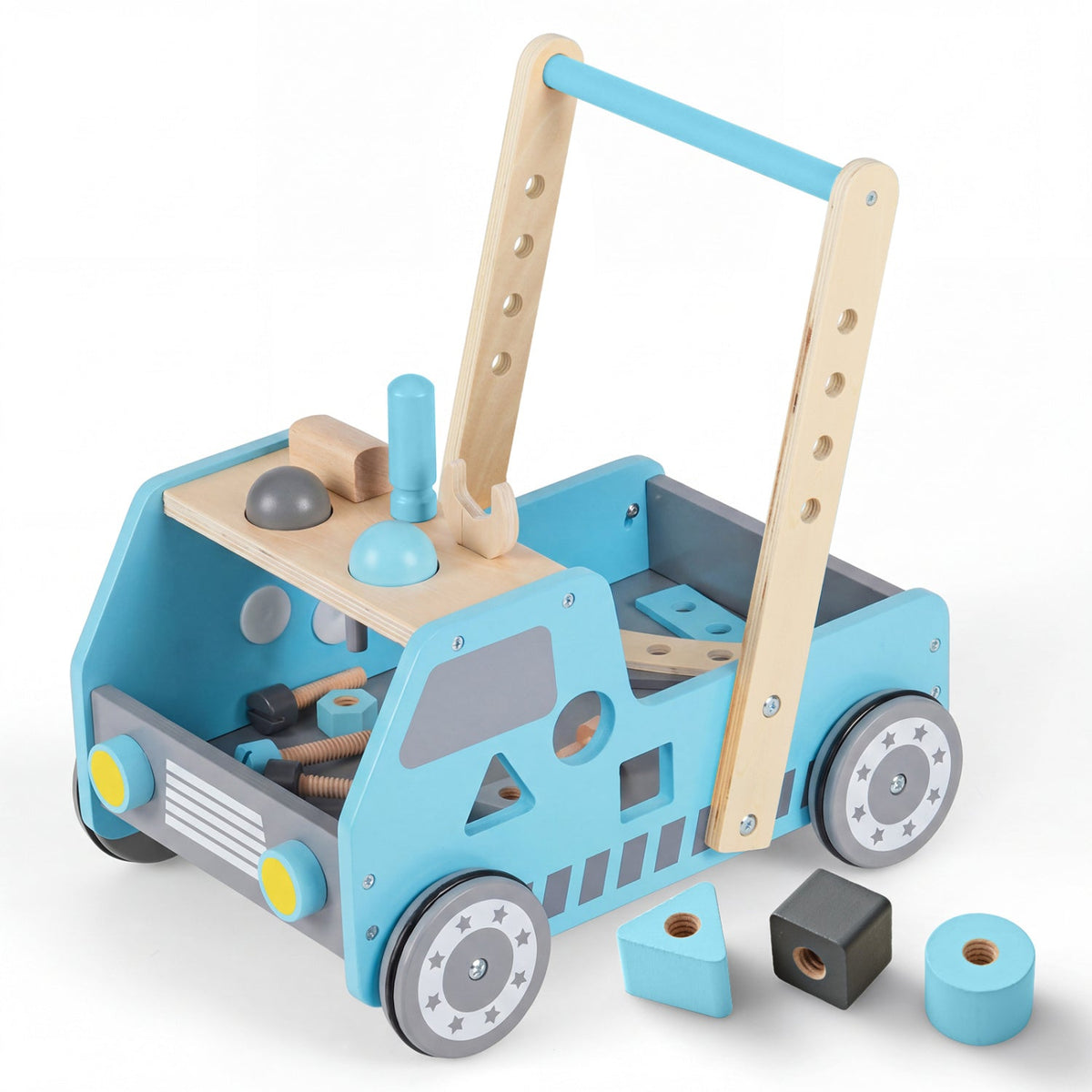 2-in-1 Wooden Baby Walker with Adjustable Speed and Storage