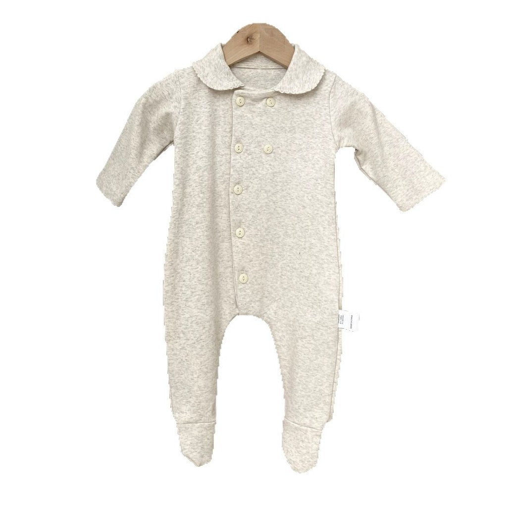 Newborn Clothes Peter Pan Collar Open Chest Jumpsuit