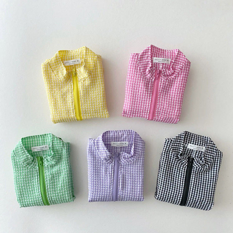 Children's Summer Thin Plaid Sun Protection Coat
