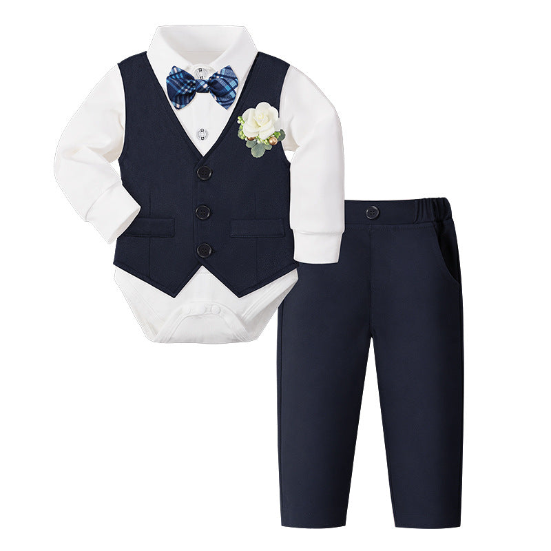 New Style One-Year-Old Birthday Dress Boys Gentleman Suit Set