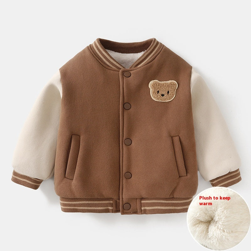 Fleece-lined Baseball Uniform Cotton Clothes Coat