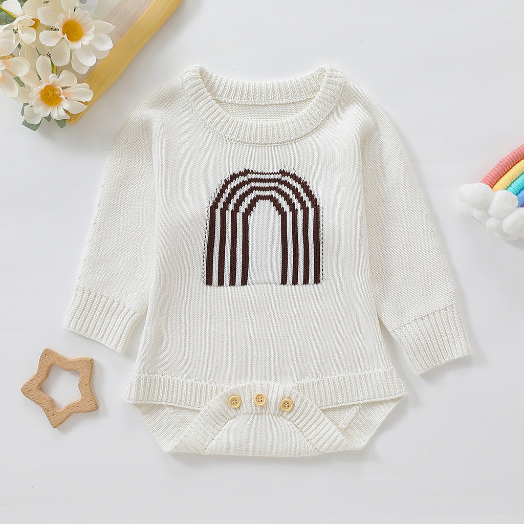 Children's Romper Sweater  White Light Brown