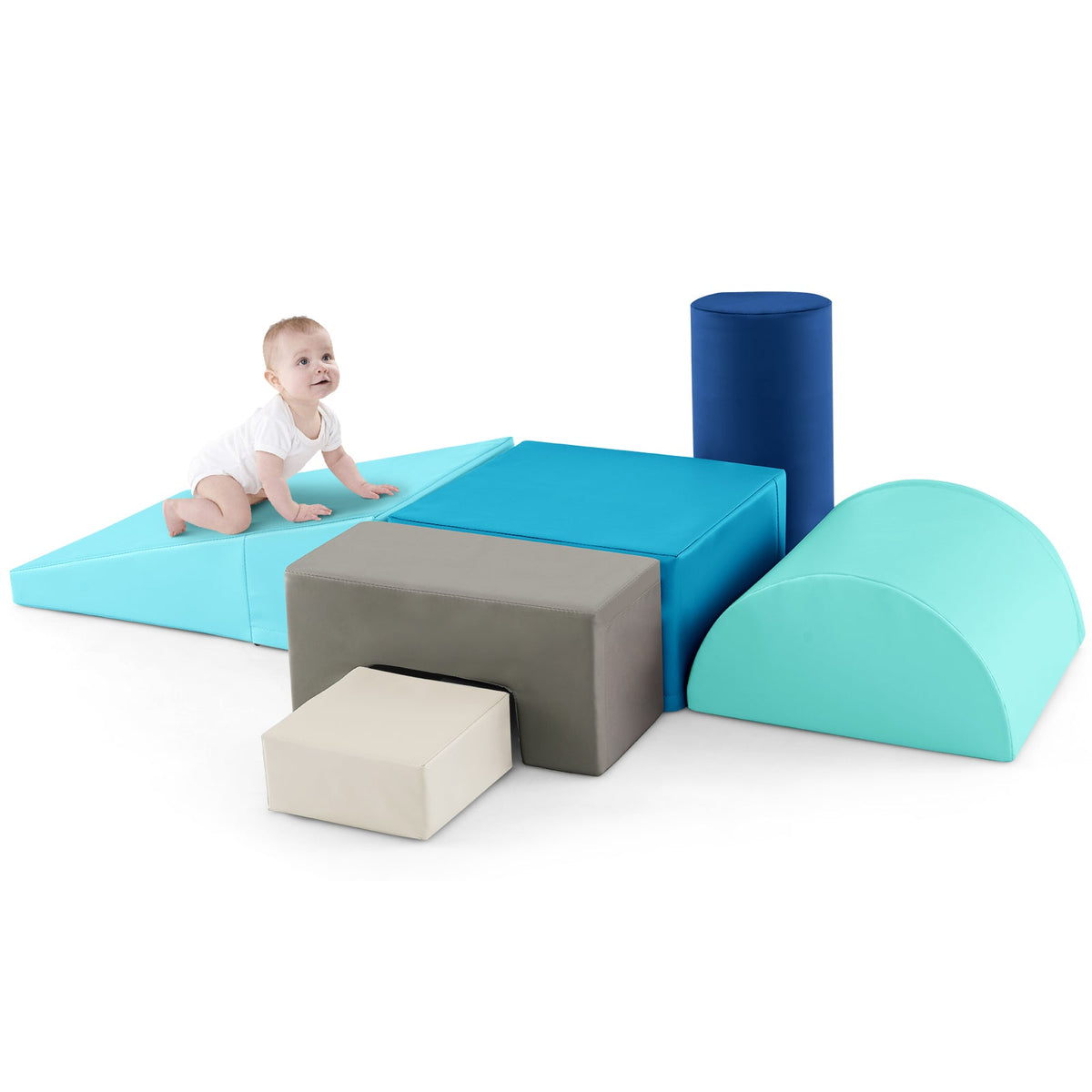 6 Pieces Foam Climbing Blocks Indoor Climb and Crawl Activity Playset with Rectangles