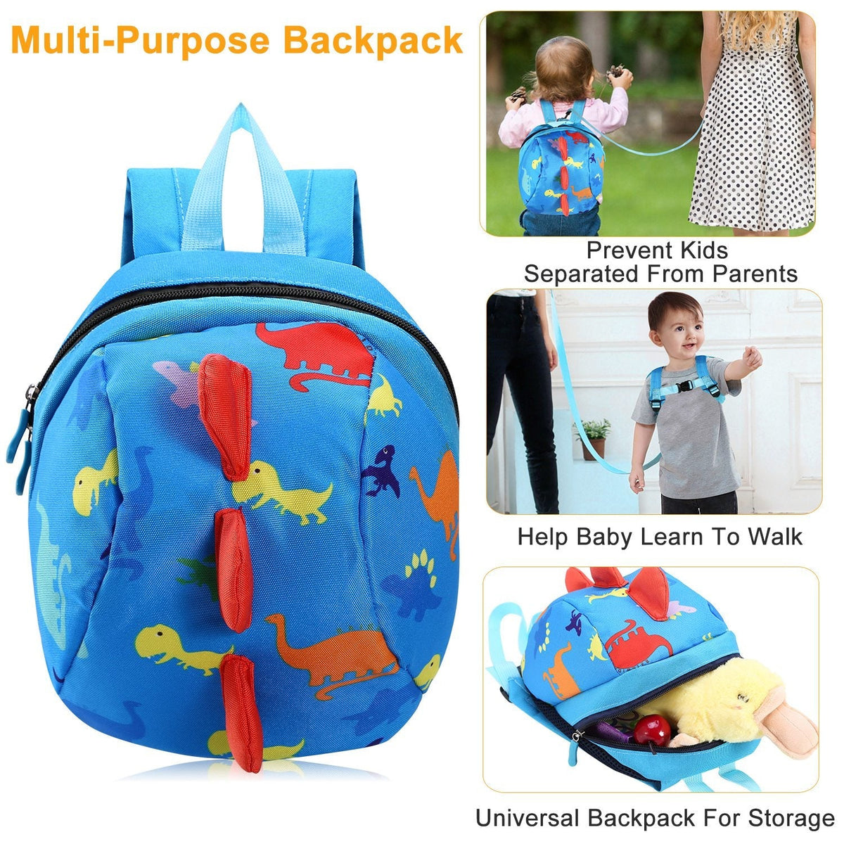Safety Harness Baby Child Strap Toddler Walking Keeper Backpack w/Anti-Lost Leash for Aged 1-3