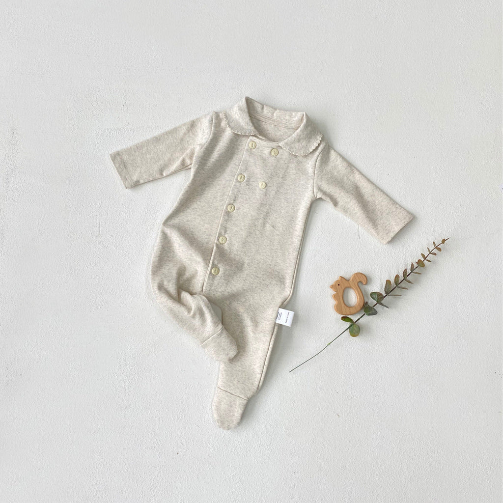 Newborn Clothes Peter Pan Collar Open Chest Jumpsuit