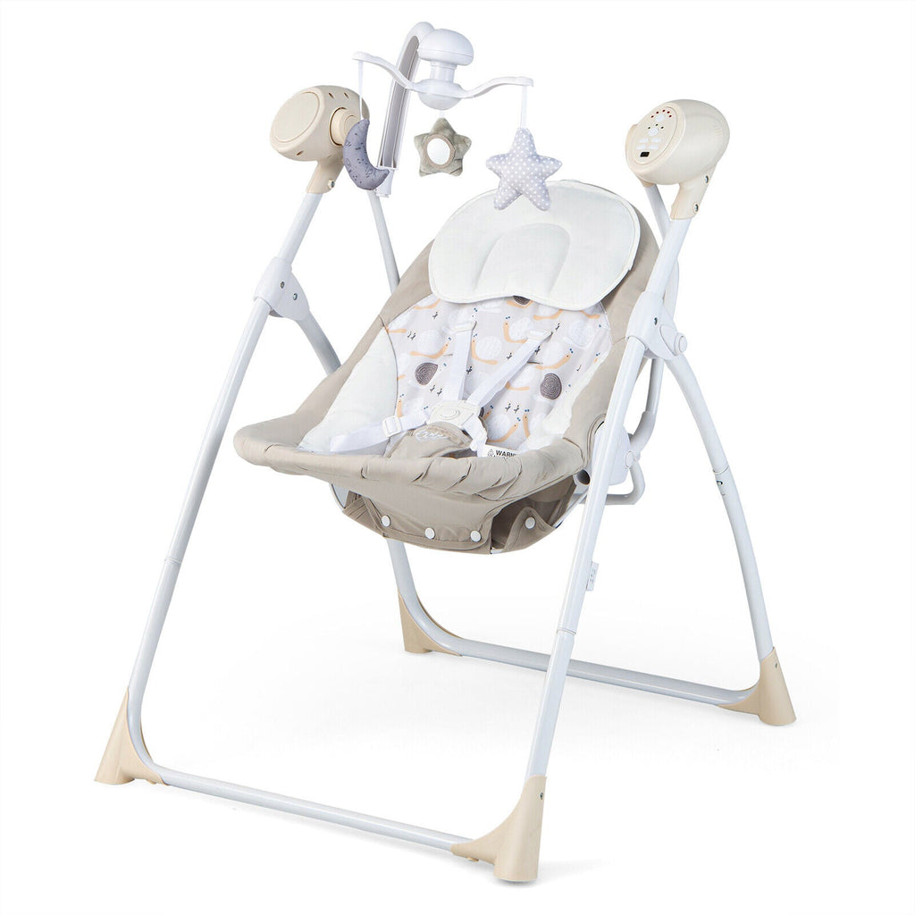 Electric Foldable Baby Rocking Chair with Adjustable Backrest
