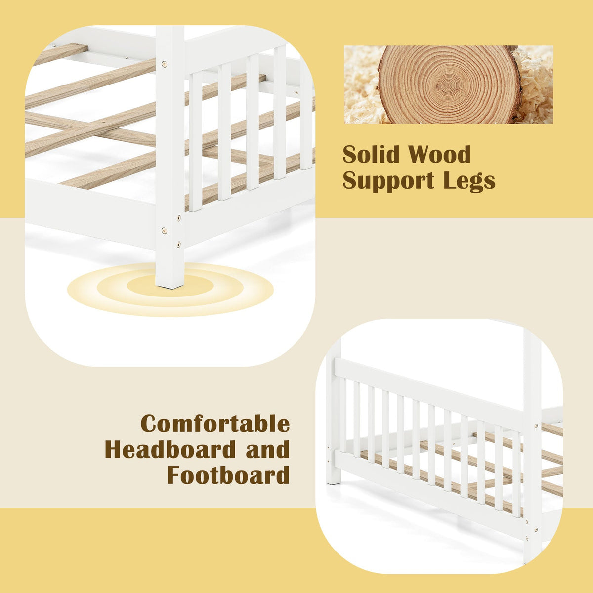 Full Size House Bed Montessori Floor Bed with Headboard