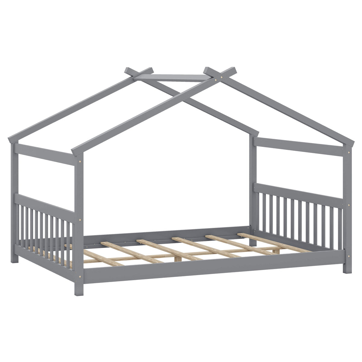Full Size House Bed Montessori Floor Bed with Headboard