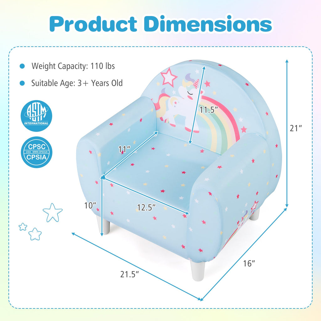 Kids Sofa with Breathable Spandex Fabric and High-density Sponge Filling for Boys and Girls