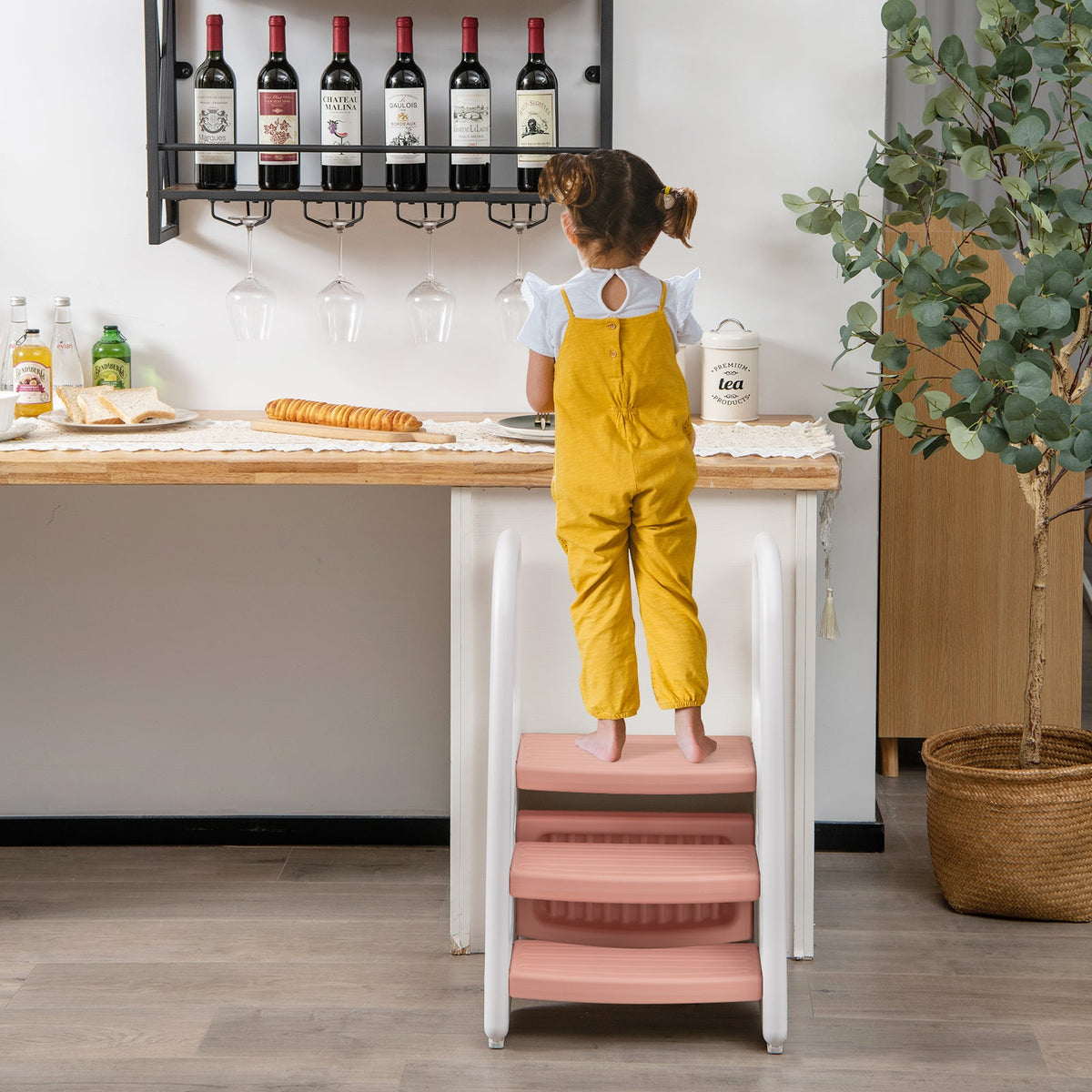 3-Step Stool with Safety Handles and Non-slip Pedals for Toddlers