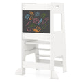 Toddler Kitchen Step Stool with Activity Chalkboard and Adjustable Height