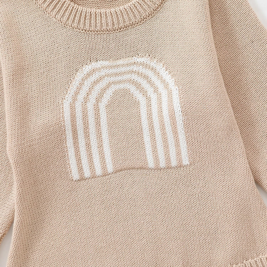 Children's Romper Sweater  White Light Brown
