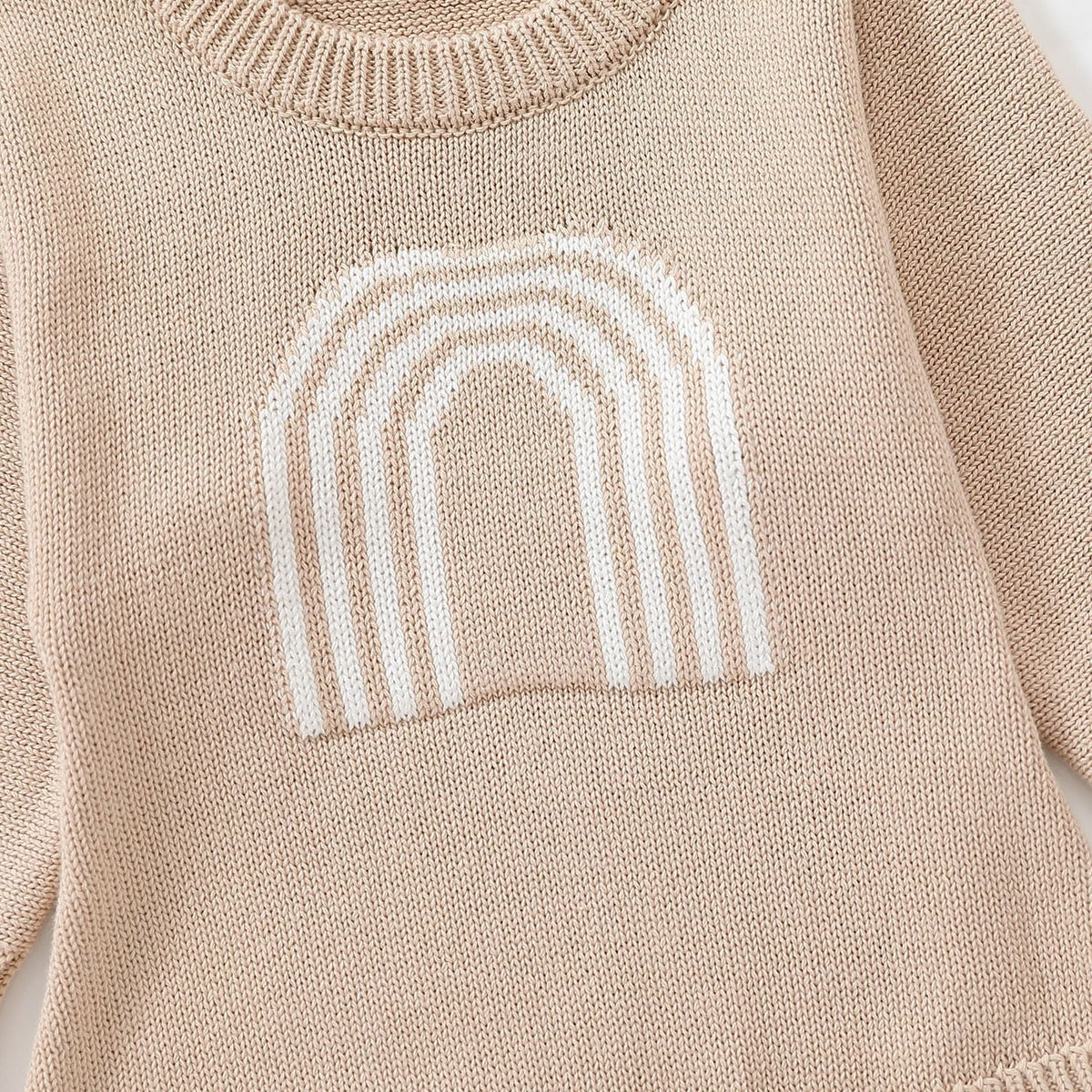 Children's Romper Sweater  White Light Brown
