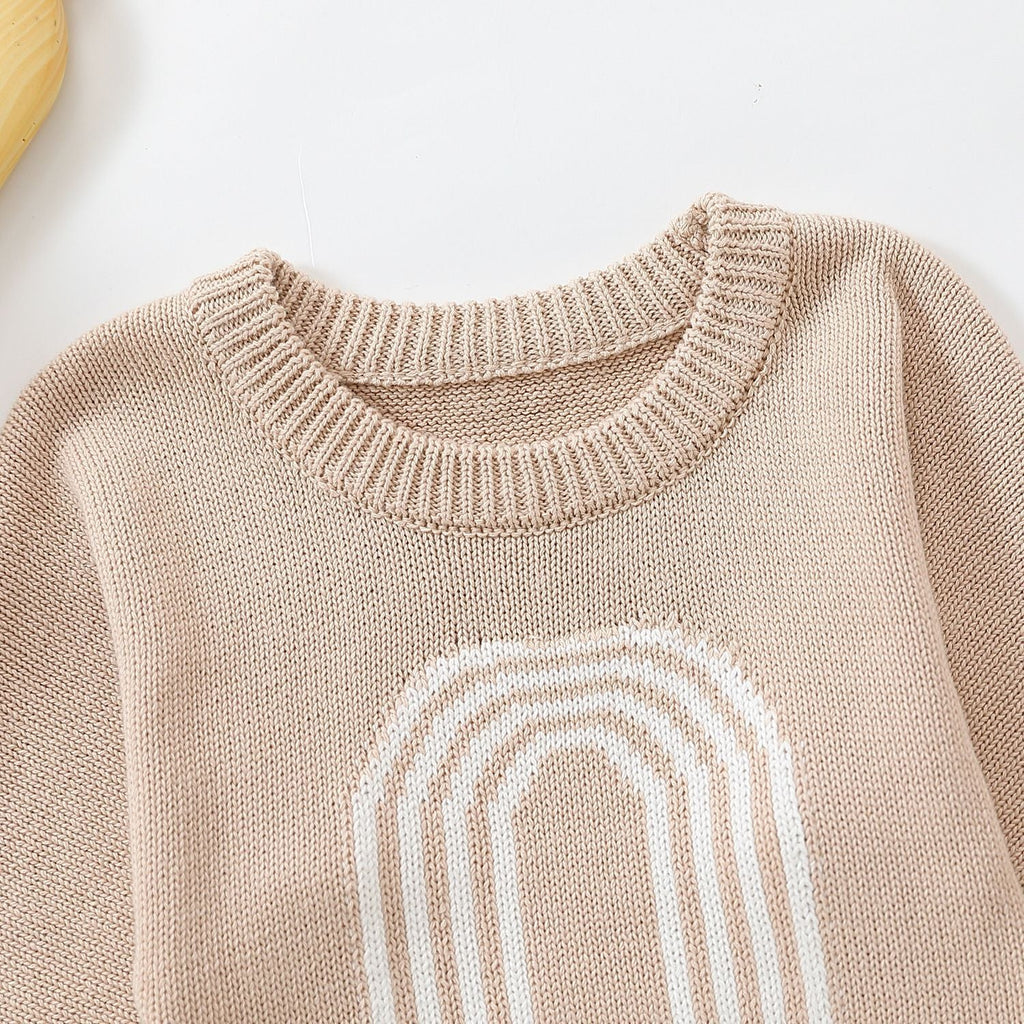 Children's Romper Sweater  White Light Brown