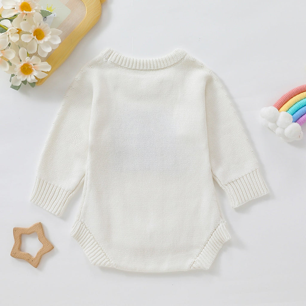 Children's Romper Sweater  White Light Brown