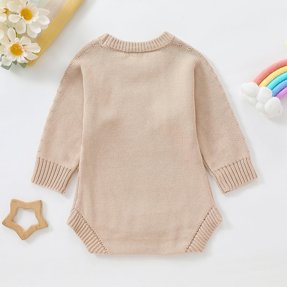 Children's Romper Sweater  White Light Brown