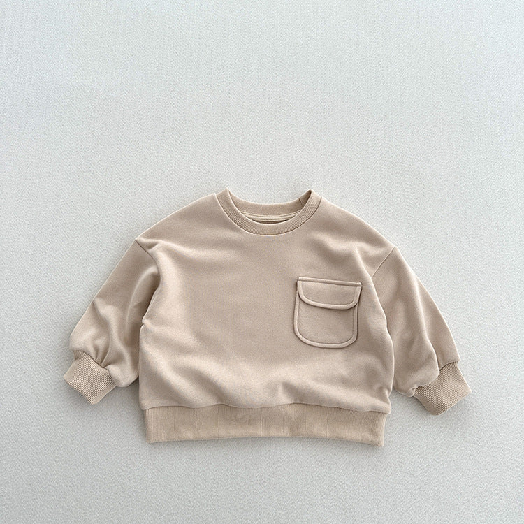Loose Pockets Solid Color Pullover