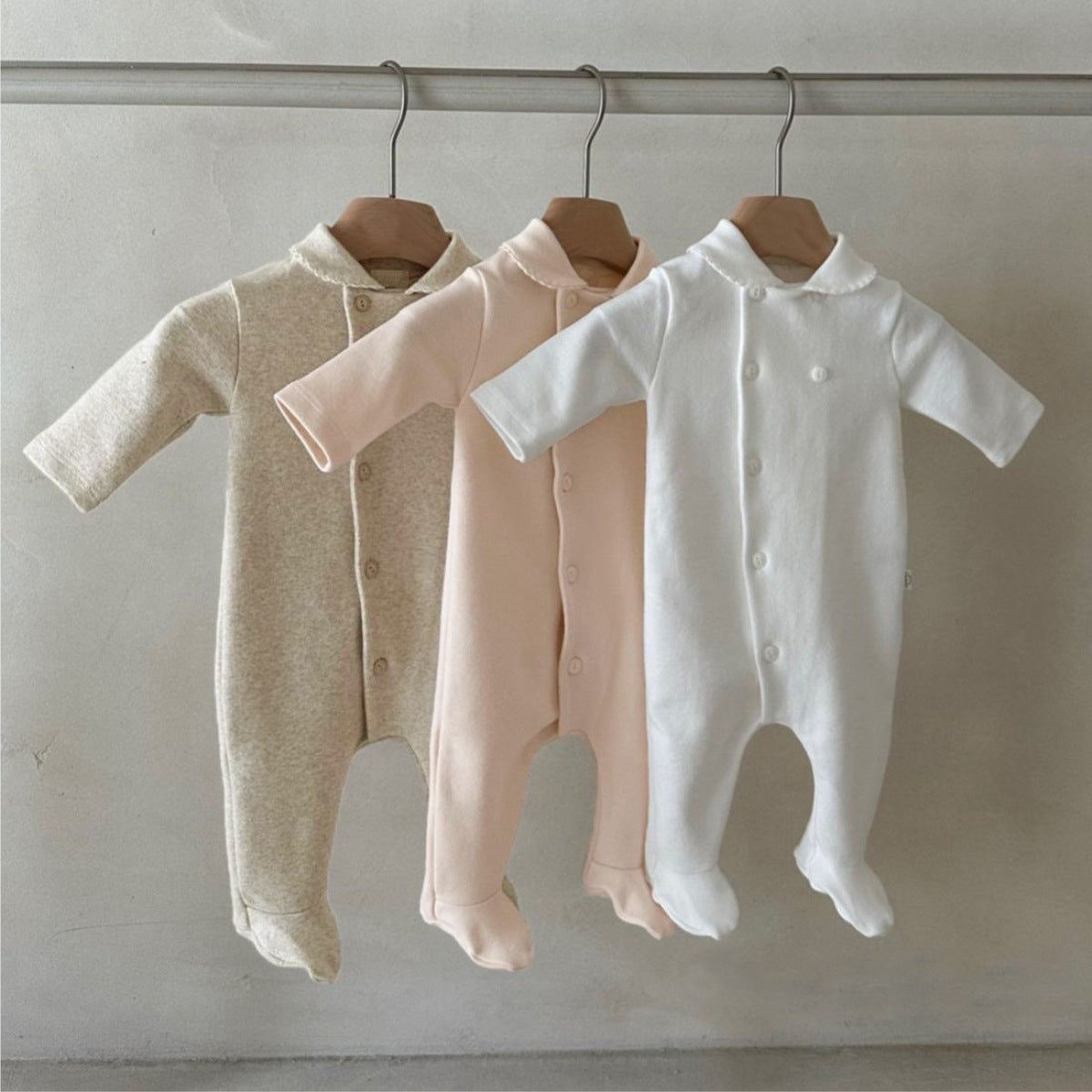 Newborn Clothes Peter Pan Collar Open Chest Jumpsuit