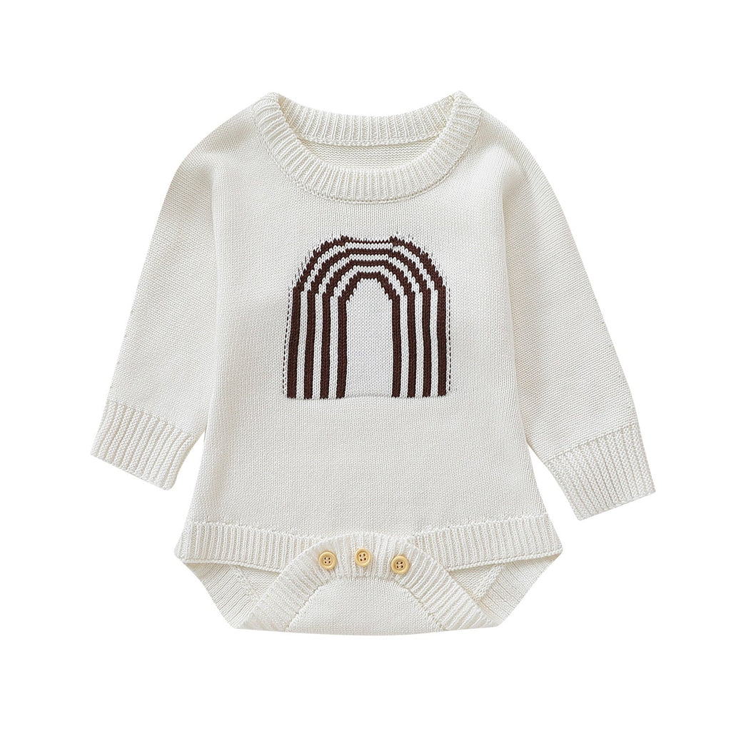 Children's Romper Sweater  White Light Brown