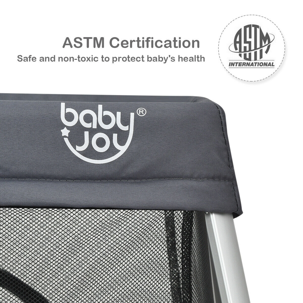 Lightweight Foldable Baby Playpen w/ Carry Bag-Dark Gray