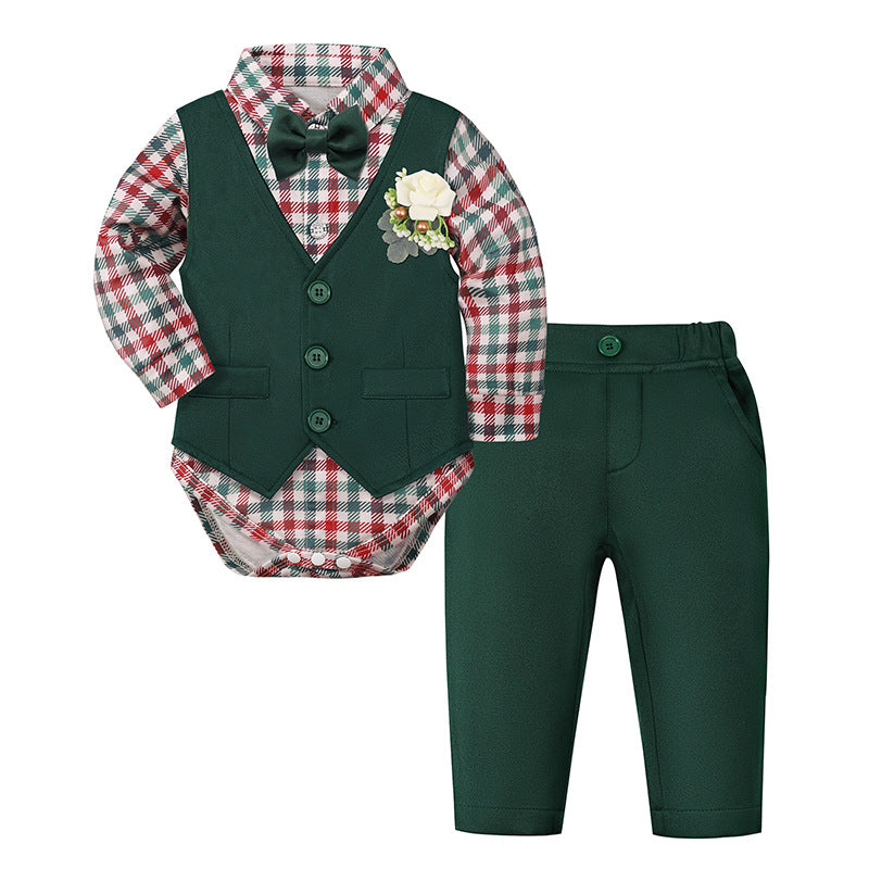 New Style One-Year-Old Birthday Dress Boys Gentleman Suit Set