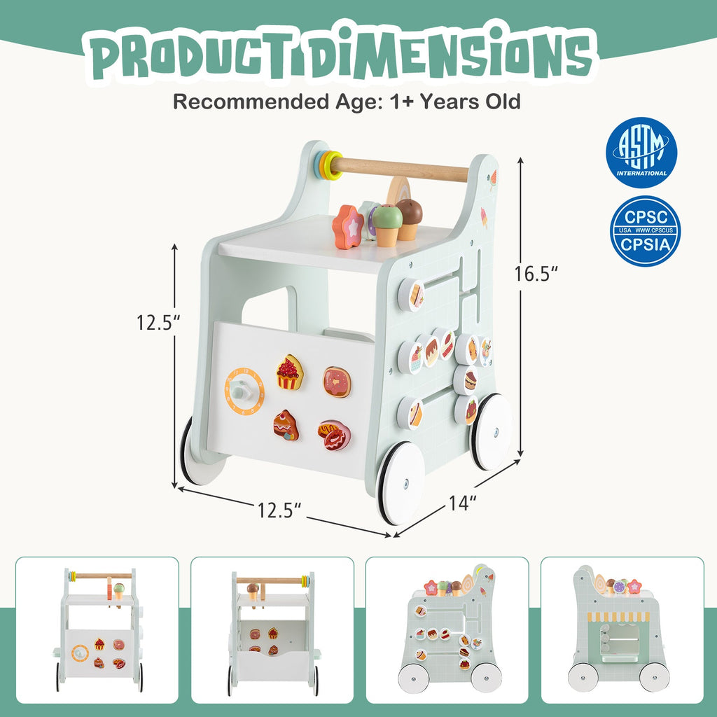 2-in-1 Baby Walker with Storage and Ice Creams for 1+ Years Old